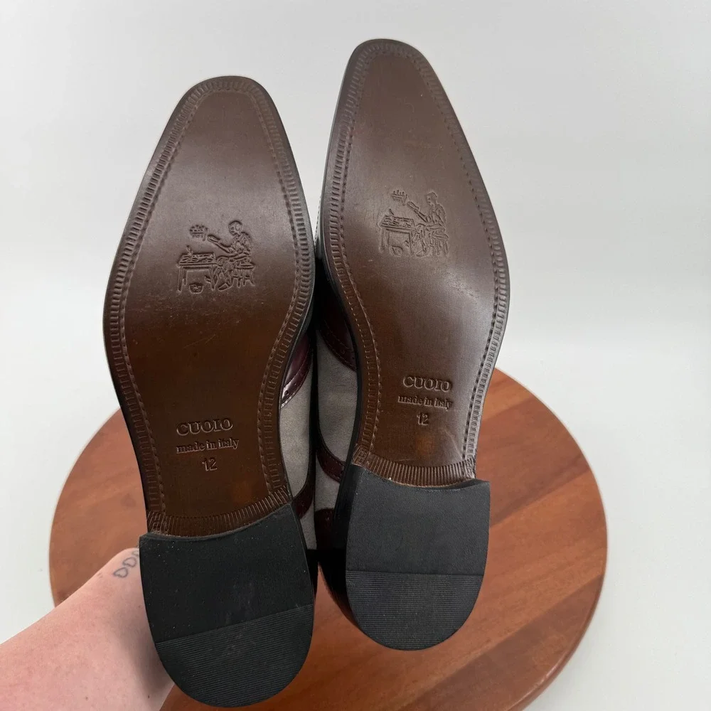 Paul Frederick Cuoio Wingtip Square Toe Oxford Dress Shoes  Italy Mens 12